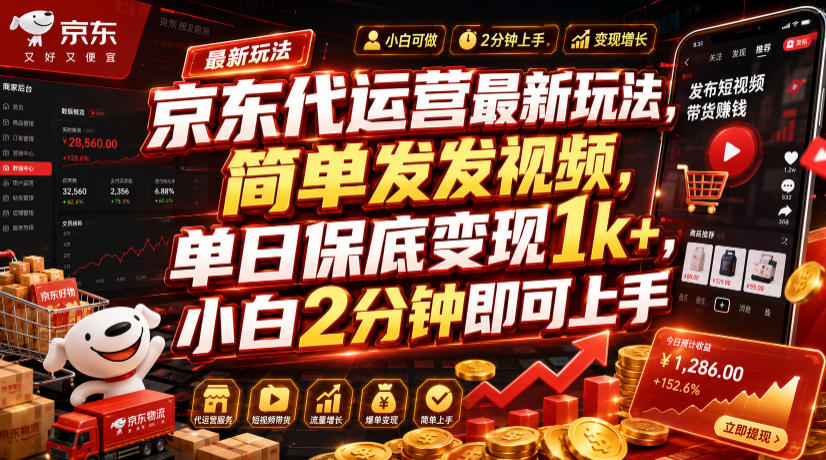 京东代运营最新玩法，简单发发视频，单日保底变现1k+，小白2分钟即可上手【揭秘】 - 啥好玩-啥好玩