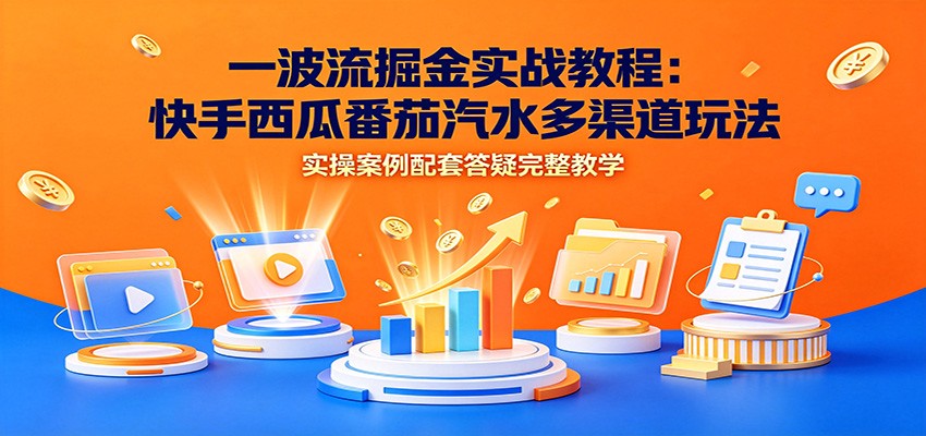 一波流掘金实战教程：快手西瓜番茄汽水多渠道玩法，实操案例配套答疑完整教学-啥好玩