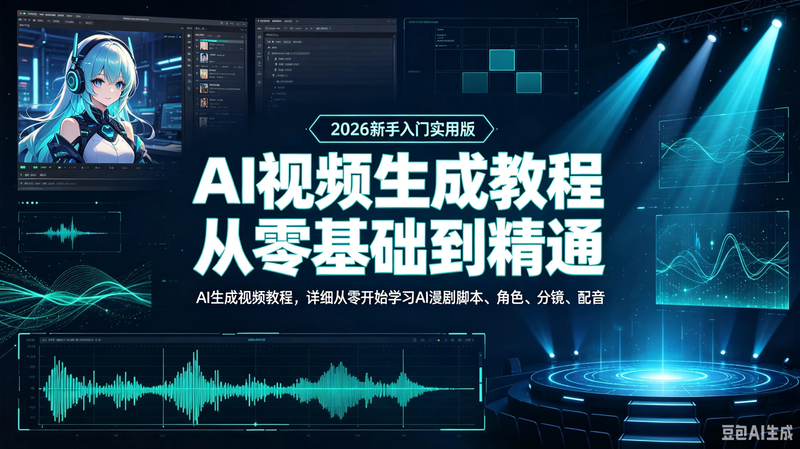 【精】AI视频生成教程从零基础到精通（2026新手入门实用版AI生成视频教程）详细从零开始学习AI漫剧脚本角色分镜配音-啥好玩副业网