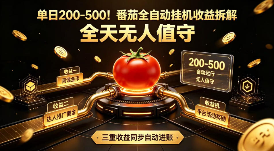 单日200-500！番茄全自动挂G收益拆解，全天无人值守，矩阵操作收益翻倍【揭秘】-啥好玩