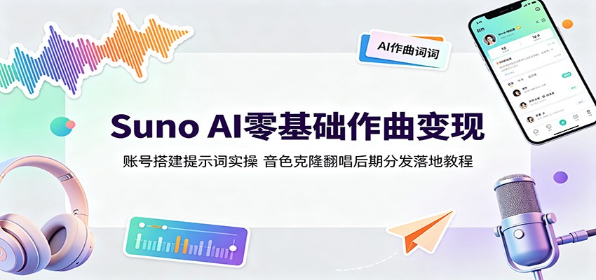 Suno AI零基础作曲变现：账号搭建提示词实操，音色克隆翻唱后期分发落地教程 - 啥好玩-啥好玩
