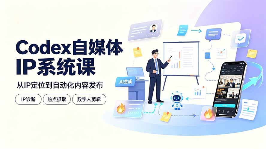 （19258期）Codex自媒体IP系统课：IP诊断/热点抓取/IP蒸馏 Skill，爆款复刻数字人多平台自动发布教程 - 啥好玩-啥好玩