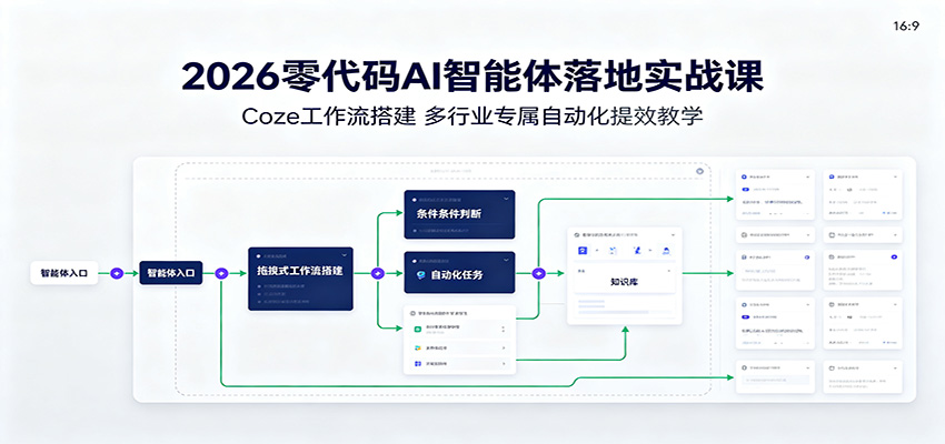 2026零代码AI智能体落地实战课：Coze工作流搭建，多行业专属自动化提效教学 - 啥好玩-啥好玩