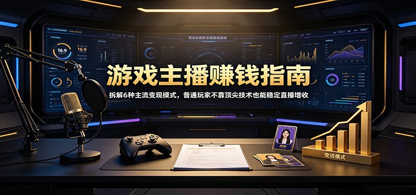 游戏主播赚钱指南：拆解6种主流变现模式，普通玩家不靠顶尖技术也能稳定直播增收-啥好玩副业网