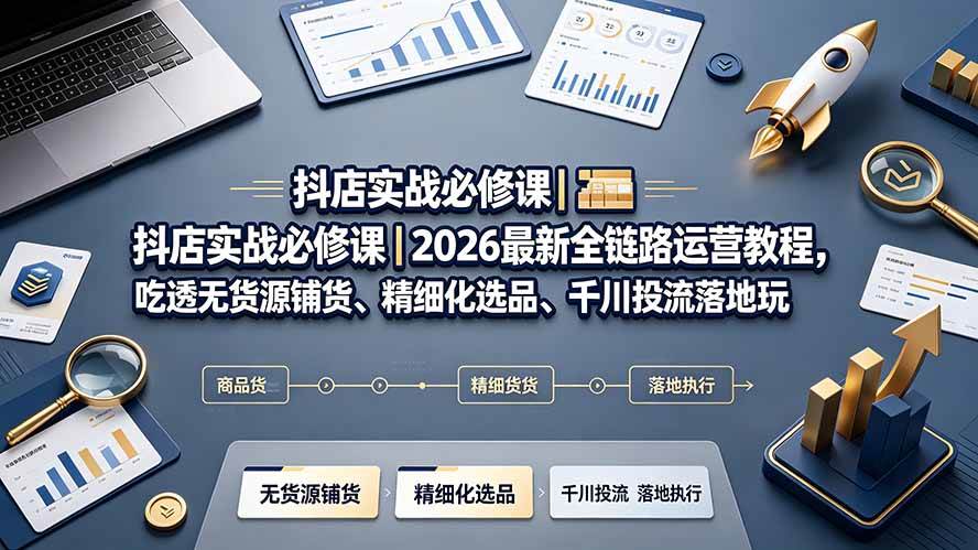（19549期）抖店实战必修课｜2026最新全链路运营教程，吃透无货源铺货、精细化选品、千川投流落地玩法-啥好玩