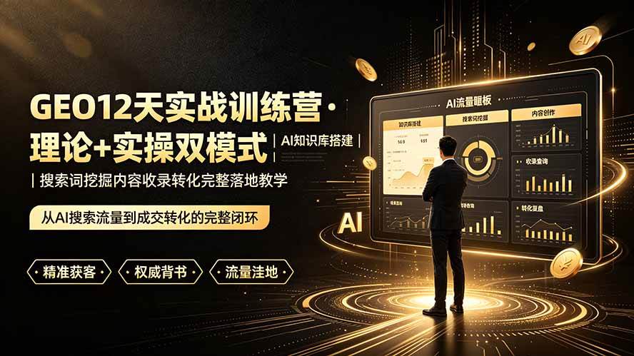 （19277期）GEO12天实战训练营·理论+实操双模式｜AI知识库搭建｜搜索词挖掘内容收录转化完整落地教学 - 啥好玩-啥好玩