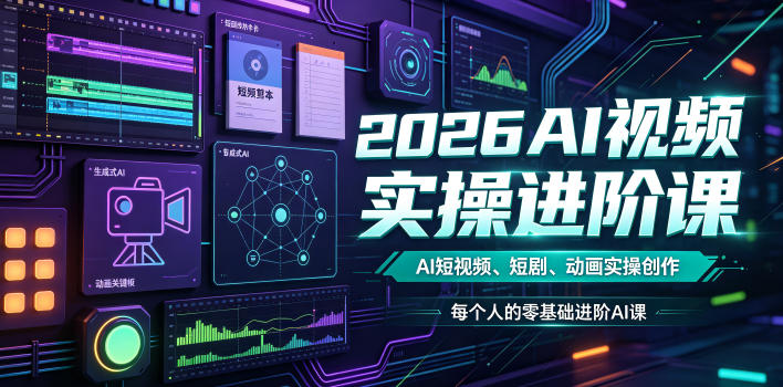 2026AI视频实操进阶课，AI短视频、短剧、动画实操创作，每个人的零基础进阶ai课 - 啥好玩-啥好玩