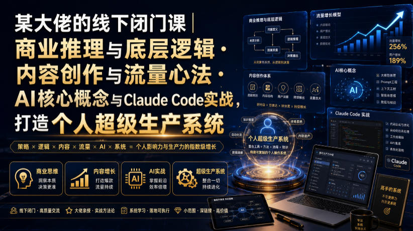 某大佬的线下闭门课｜商业推理与底层逻辑・内容创作与流量心法・AI核心概念与Claude Code实战，打造个人超级生产系统【录音+图片】 - 啥好玩-啥好玩