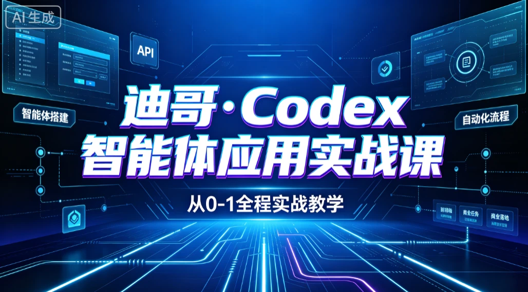 【精】迪哥·Codex智能体应用实战课 从安装配置到智能体小镇架构，涵盖视频创作/数字人/办公提效全技能 - 啥好玩-啥好玩