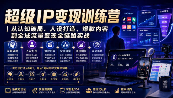 超级IP变现训练营｜从认知破局、人设打造、爆款内容到全域流量变现全链路实战 - 啥好玩副业网-啥好玩副业网