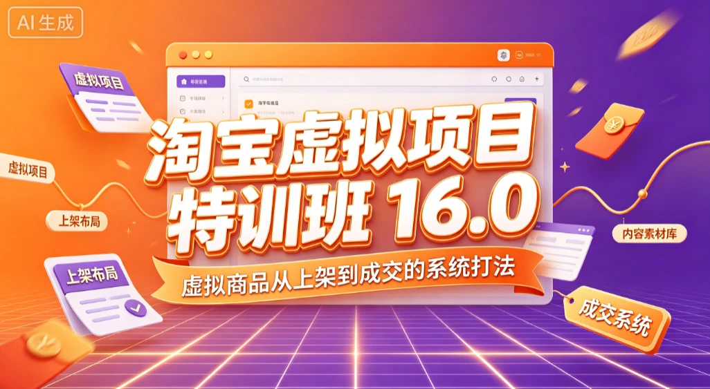 【精】淘宝虚拟项目特训班 16.0，虚拟商品从上架到成交的系统打法-啥好玩