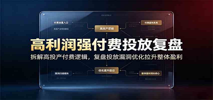 高利润强付费投放复盘：拆解高投产付费逻辑，复盘投放漏洞优化拉升整体盈利-啥好玩