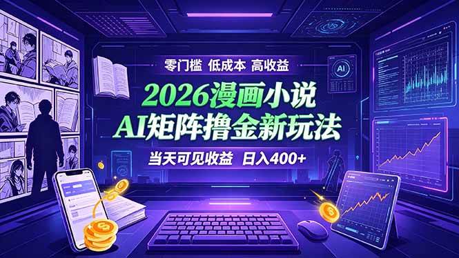 （19219期）爆款小说漫画大阅读 ai矩阵操作 当天可见收益 日入400+ 零门槛 高收益-啥好玩