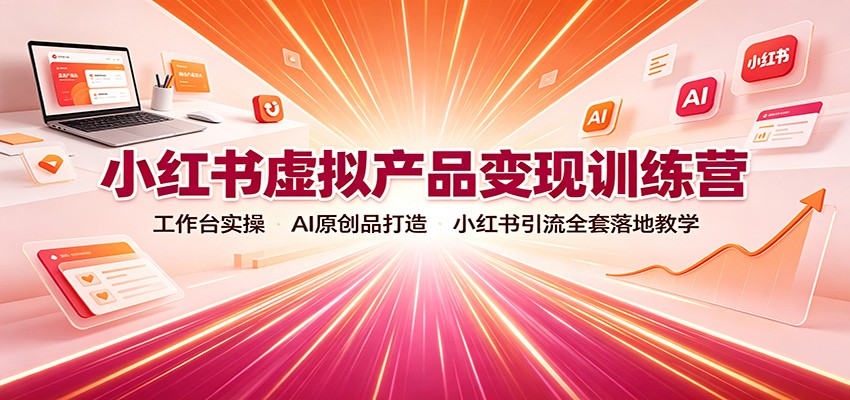 小红书虚拟产品变现训练营：工作台实操，AI原创品打造，小红书引流全套落地教学 - 啥好玩副业网-啥好玩副业网