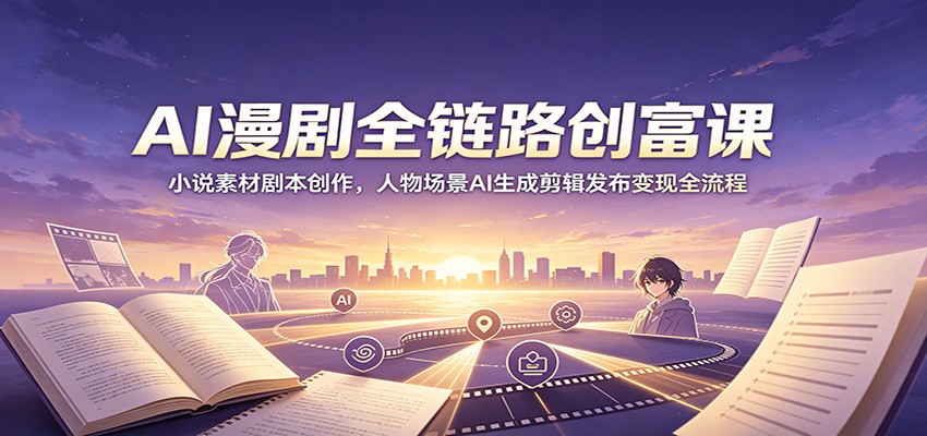 AI漫剧全链路创富课：小说素材剧本创作，人物场景AI生成剪辑发布变现全流程 - 啥好玩-啥好玩