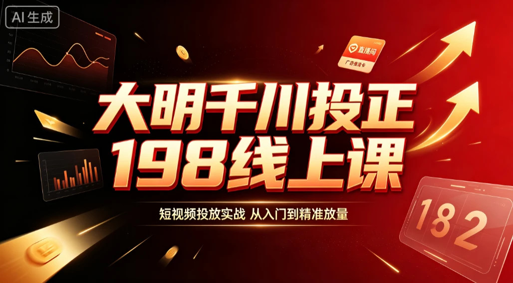 【精】大明千川投正198线上课，短视频投放实战，从入门到精准放量 - 啥好玩-啥好玩
