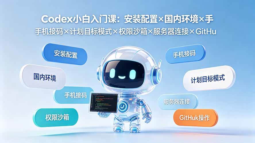 （19402期）Codex小白入门课：安装配置×国内环境×手机接码×计划目标模式×权限沙箱×服务器连接×GitHub操作 - 啥好玩-啥好玩