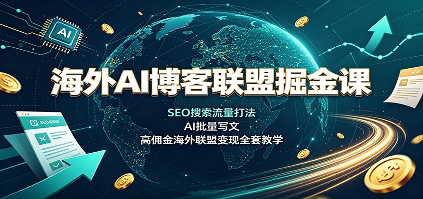 海外AI博客联盟掘金课：SEO搜索流量打法，AI批量写文，高佣金海外联盟变现全套教学 - 啥好玩副业网-啥好玩副业网