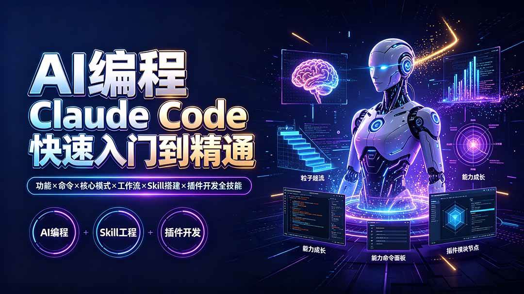 （19306期）AI编程 Claude Code快速入门到精通：功能×命令×核心模式×工作流×Skill搭建×插件开发全技能 - 啥好玩-啥好玩
