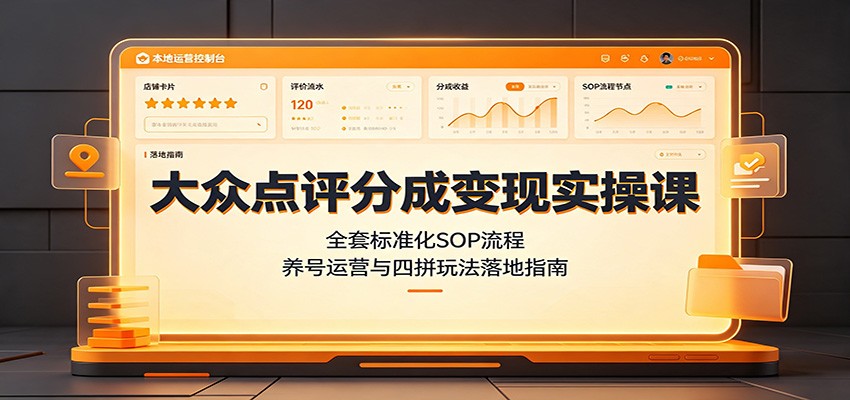 大众点评分成变现实操课：全套标准化SOP流程，养号运营与四拼玩法落地指南-啥好玩