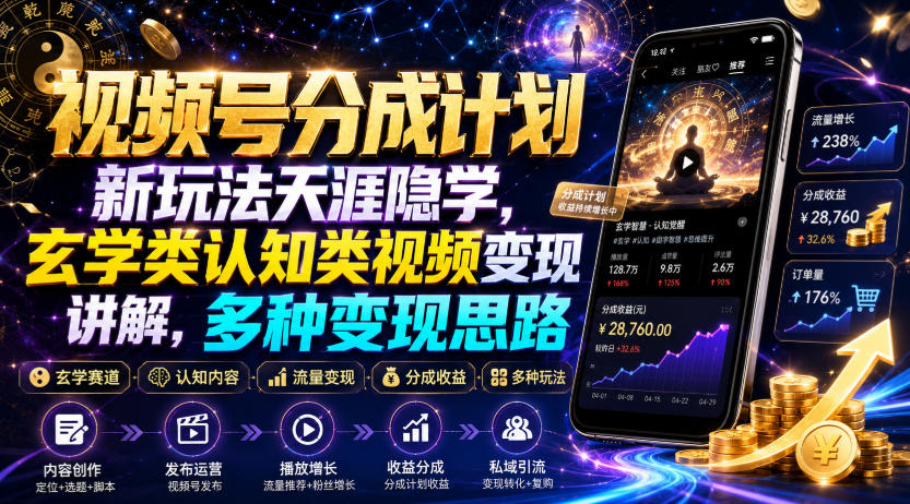 视频号分成计划新玩法天涯隐学，玄学类认知类视频变现讲解，多种变现思路 - 啥好玩-啥好玩