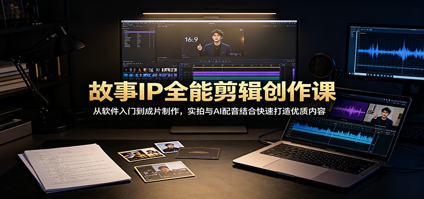 故事IP全能剪辑创作课：从软件入门到成片制作，实拍与AI配音结合快速打造优质内容 - 啥好玩副业网-啥好玩副业网