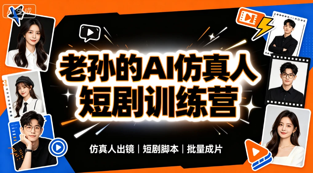【精】老孙的AI仿真人漫剧短剧训练营，30天实战特训，暴力输出成品，快速掌握全套AI仿真人漫剧创作与变现能力 - 啥好玩-啥好玩