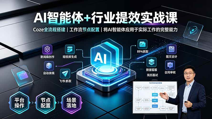 （19281期）AI智能体+行业提效实战课·Coze全流程搭建｜工作流节点配置｜将AI智能体应用于实际工作的完整能力 - 啥好玩-啥好玩