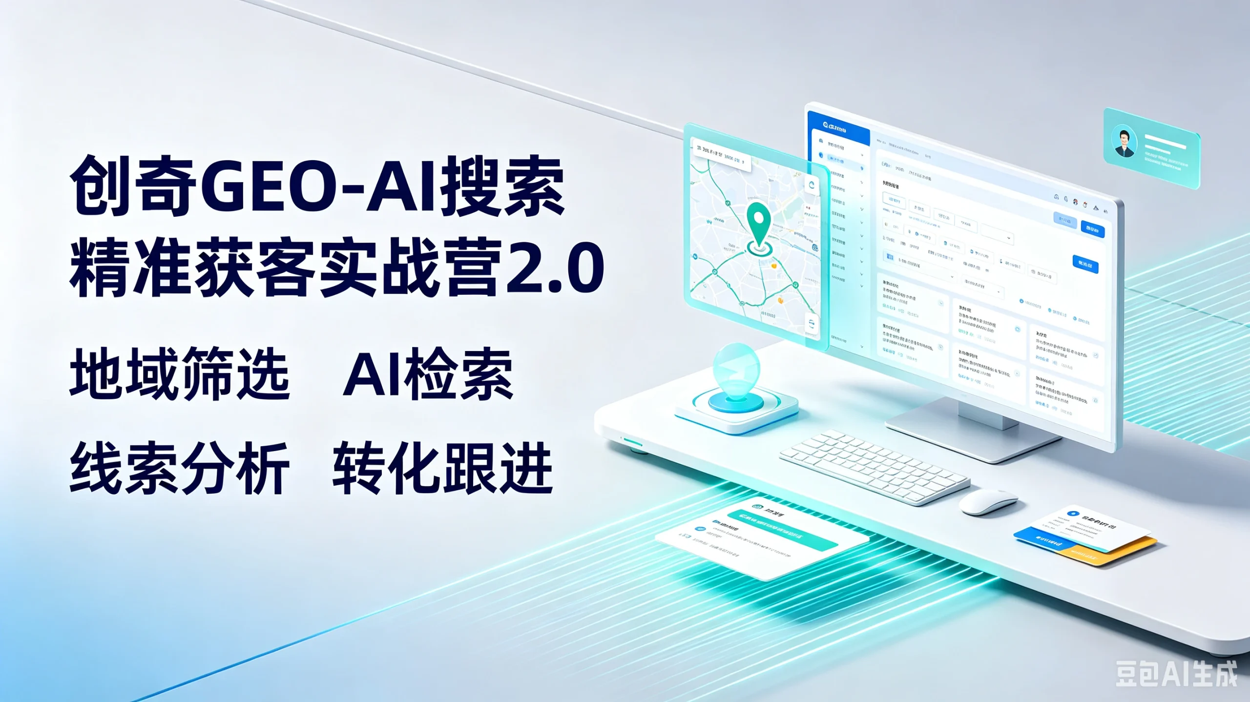【精】创奇GEO-AI搜索精准获客实战营2.0，地域筛选、AI检索、线索分析、转化跟进-啥好玩