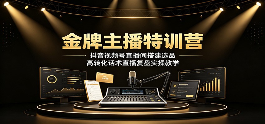 金牌主播特训营：抖音视频号直播间搭建选品，高转化话术直播复盘实操教学 - 啥好玩-啥好玩