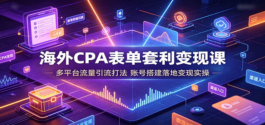 海外CPA表单套利变现课：多平台流量引流打法，账号搭建落地变现实操 - 啥好玩-啥好玩