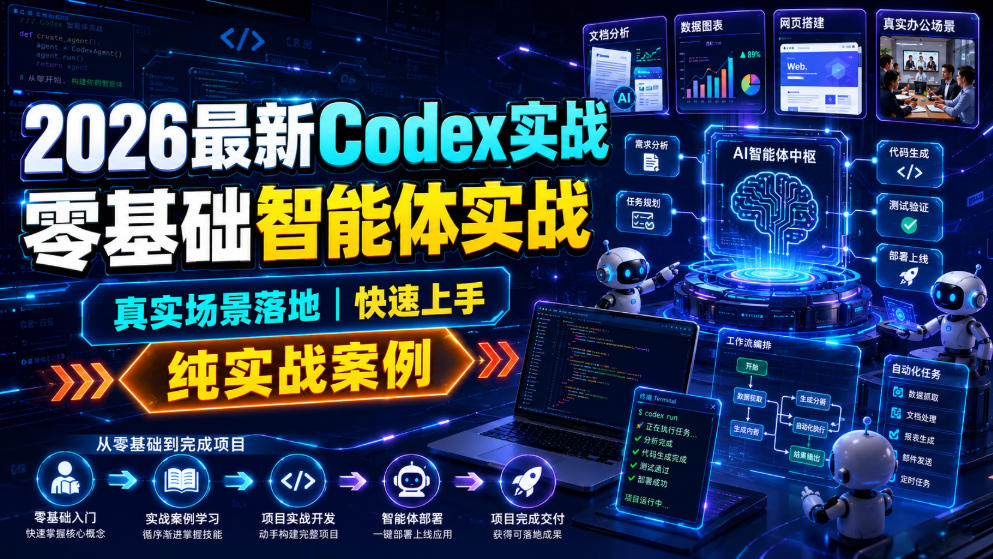 2026最新Codex实战零基础智能体实战，真实场景落地，快速上手，纯实战案例-啥好玩