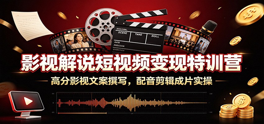 影视解说短视频变现特训营：高分影视文案撰写，配音剪辑成片实操 - 啥好玩-啥好玩