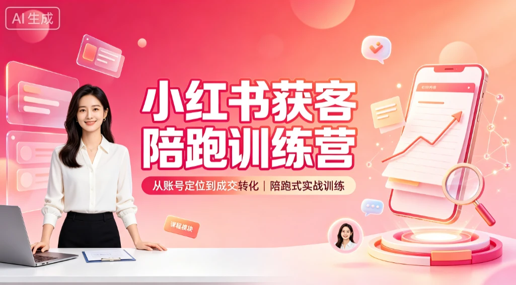 【精】小红书获客陪跑训练营，从账号定位到成交转化，陪跑式实战训练-啥好玩