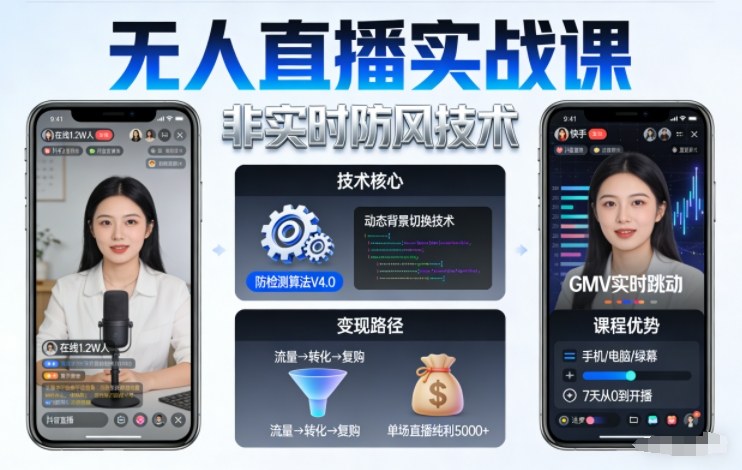 宝子哥无人直播实战课，非实时防风技术，聚焦抖音快手等平台直播带货，轻松开启直播变现之路（更新2026年08月06日） - 啥好玩副业网-啥好玩副业网