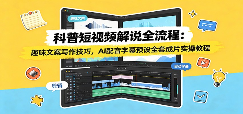科普短视频解说全流程：趣味文案写作技巧，AI配音字幕预设全套成片实操教程 - 啥好玩-啥好玩