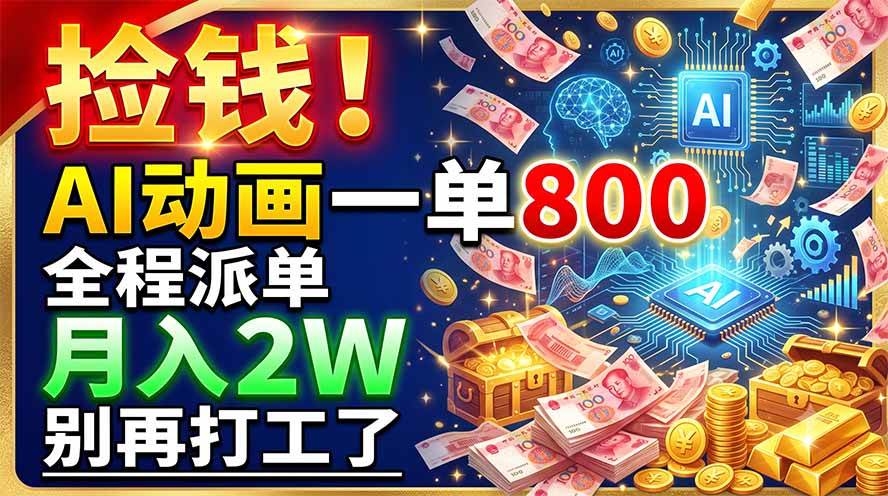 (19330期)捡钱!AI动画一单800,全程派单,月入2W,别再打工了-啥好玩