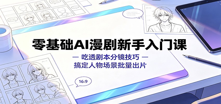 零基础AI漫剧新手入门课：吃透剧本分镜技巧，搞定人物场景批量出片-啥好玩