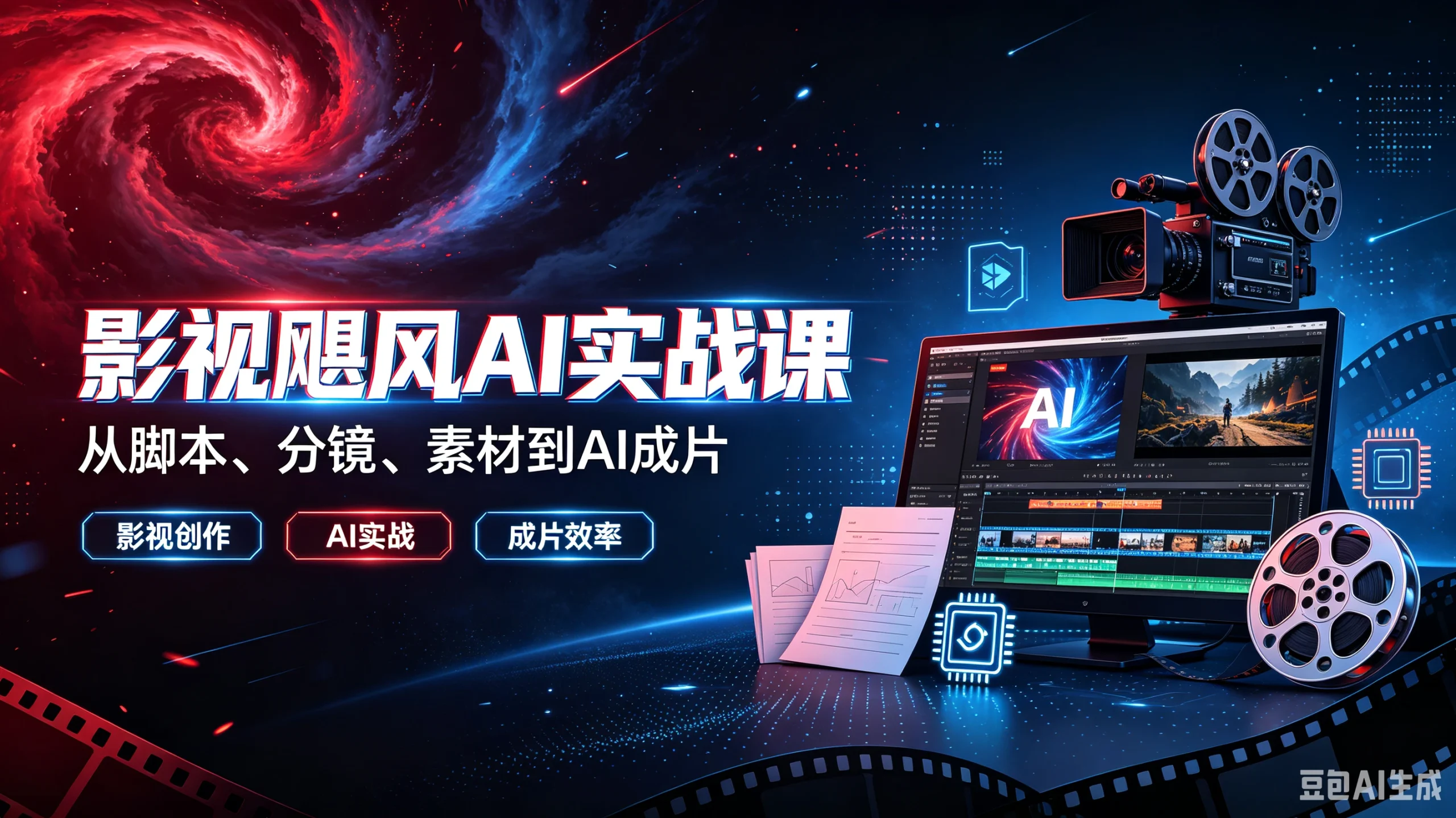 【精】影视飓风AI实战课从脚本、分镜、素材到AI成片，影视创作、AI实战、成片效率-啥好玩