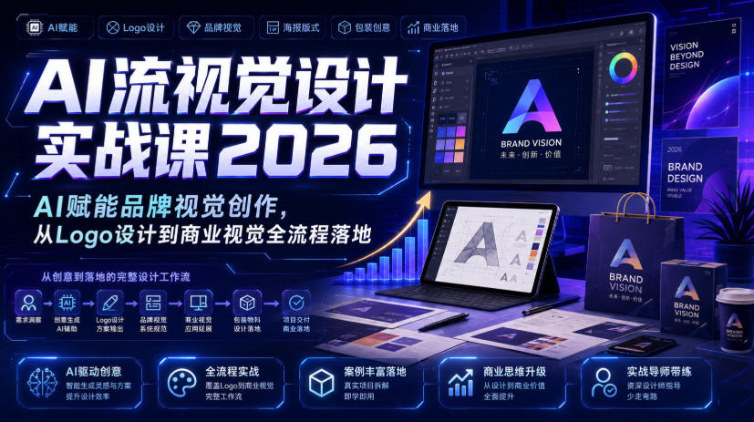 AI流视觉设计实战课2026：AI赋能品牌视觉创作，从Logo设计到商业视觉全流程落地 - 啥好玩-啥好玩