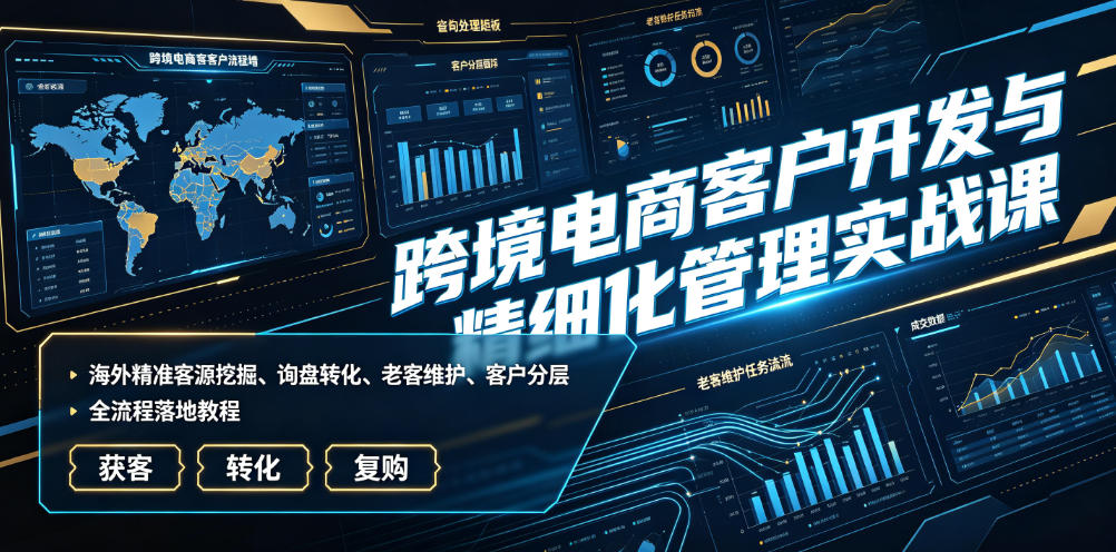 跨境电商客户开发与精细化管理实战课｜海外精准客源挖掘、询盘转化、老客维护、客户分层全流程落地教程 - 啥好玩-啥好玩