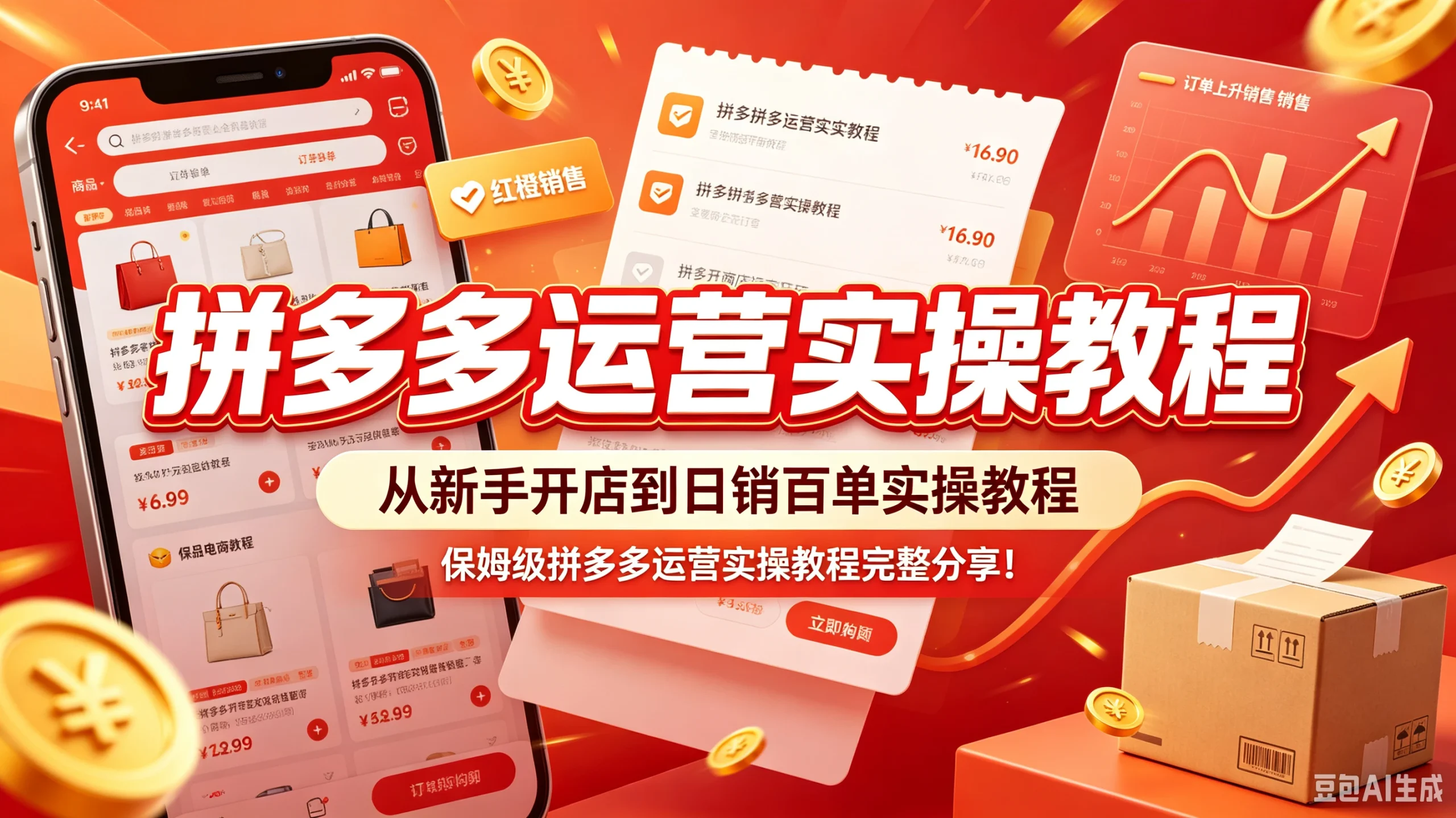 【精】拼多多运营实操教程，从新手开店到日销百单实操教程，保姆级拼多多运营实操教程完整分享！-啥好玩副业网