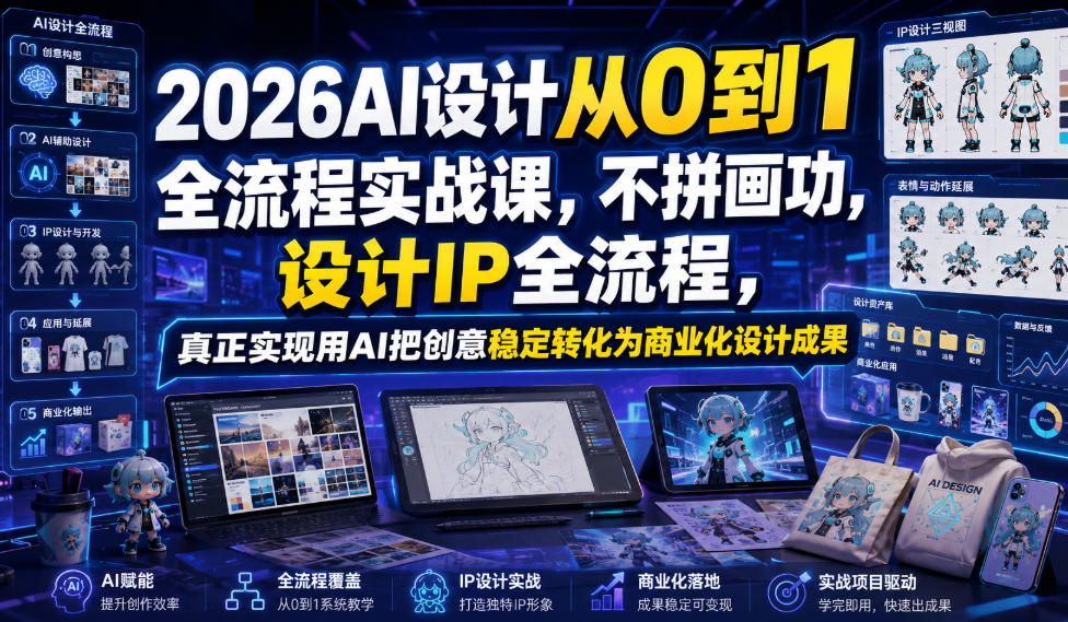 2026AI设计从0到1全流程实战课，不拼画功，设计IP全流程，真正实现用AI把创意稳定转化为商业化设计成果-啥好玩