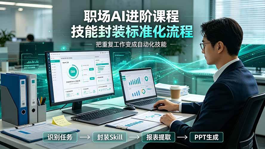 （19369期）职场AI进阶课程；多类实用Skill工具实操，专属技能封装标准化流程，报表行业报告一键提取核心内容 - 啥好玩-啥好玩