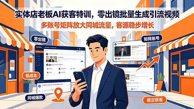 （19234期）实体店老板AI获客特训，零出镜批量生成引流视频，多账号矩阵放大同城流量，客源稳步增长 - 啥好玩-啥好玩