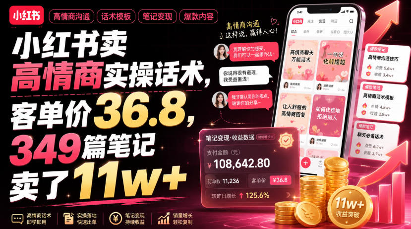 小红书卖高情商实操话术，客单价36.8，349篇笔记卖了11w+！ - 啥好玩-啥好玩