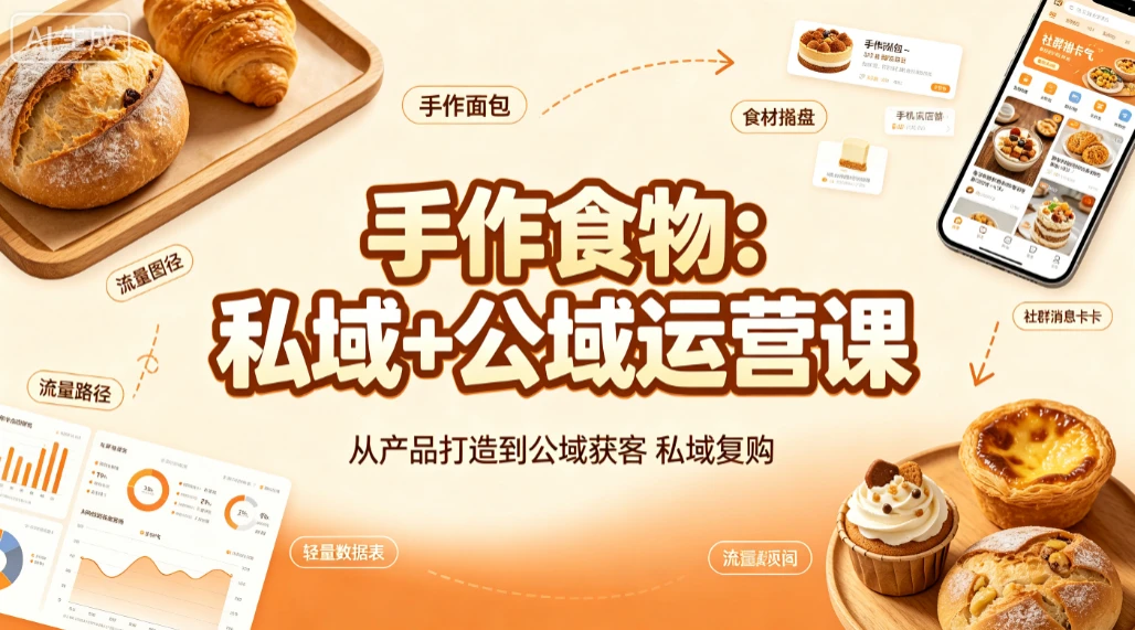 【精】手作食物：私域+公域运营课，从产品打造到公域获客私域复购 - 啥好玩-啥好玩