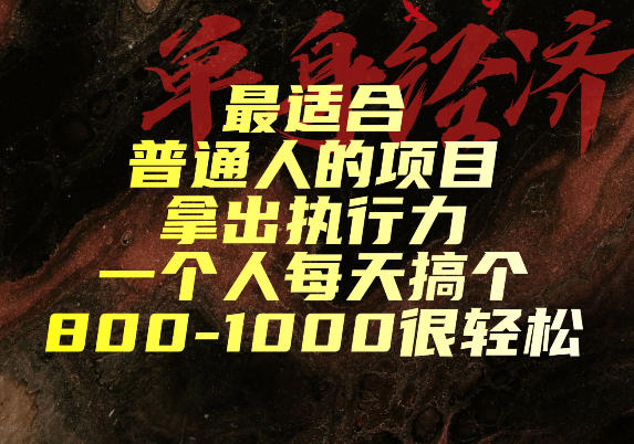 最适合普通人的项目，拿出执行力一个人每天搞个800-1k很轻松【揭秘】-啥好玩