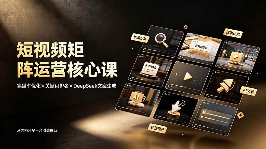 （19259期）短视频矩阵运营核心课：完播率优化×关键词排名×DeepSeek文案生成，从零搭建多平台引流体系 - 啥好玩-啥好玩