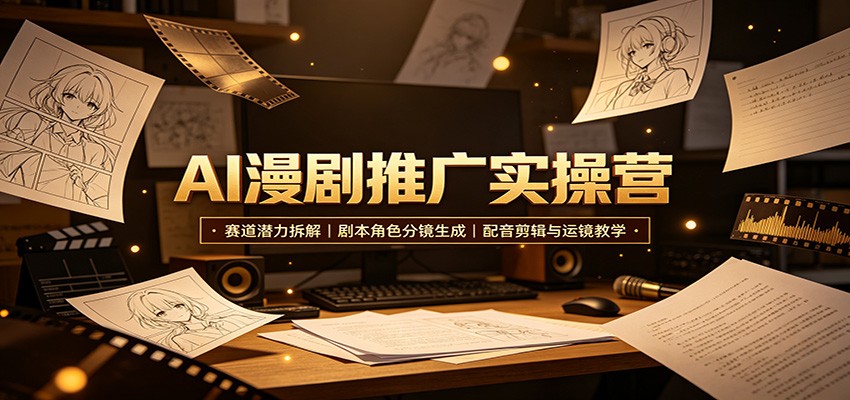 AI漫剧推广实操营:赛道潜力拆解,剧本角色分镜生成,配音剪辑与运镜教学-啥好玩副业网